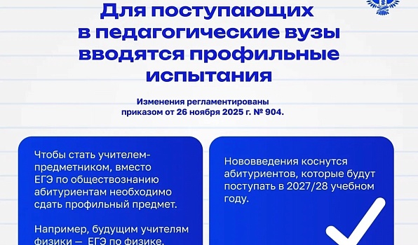 Новые правила приёма в педвузы: с 2027 года будущие учителя будут сдавать профильный ЕГЭ вместо обществознания